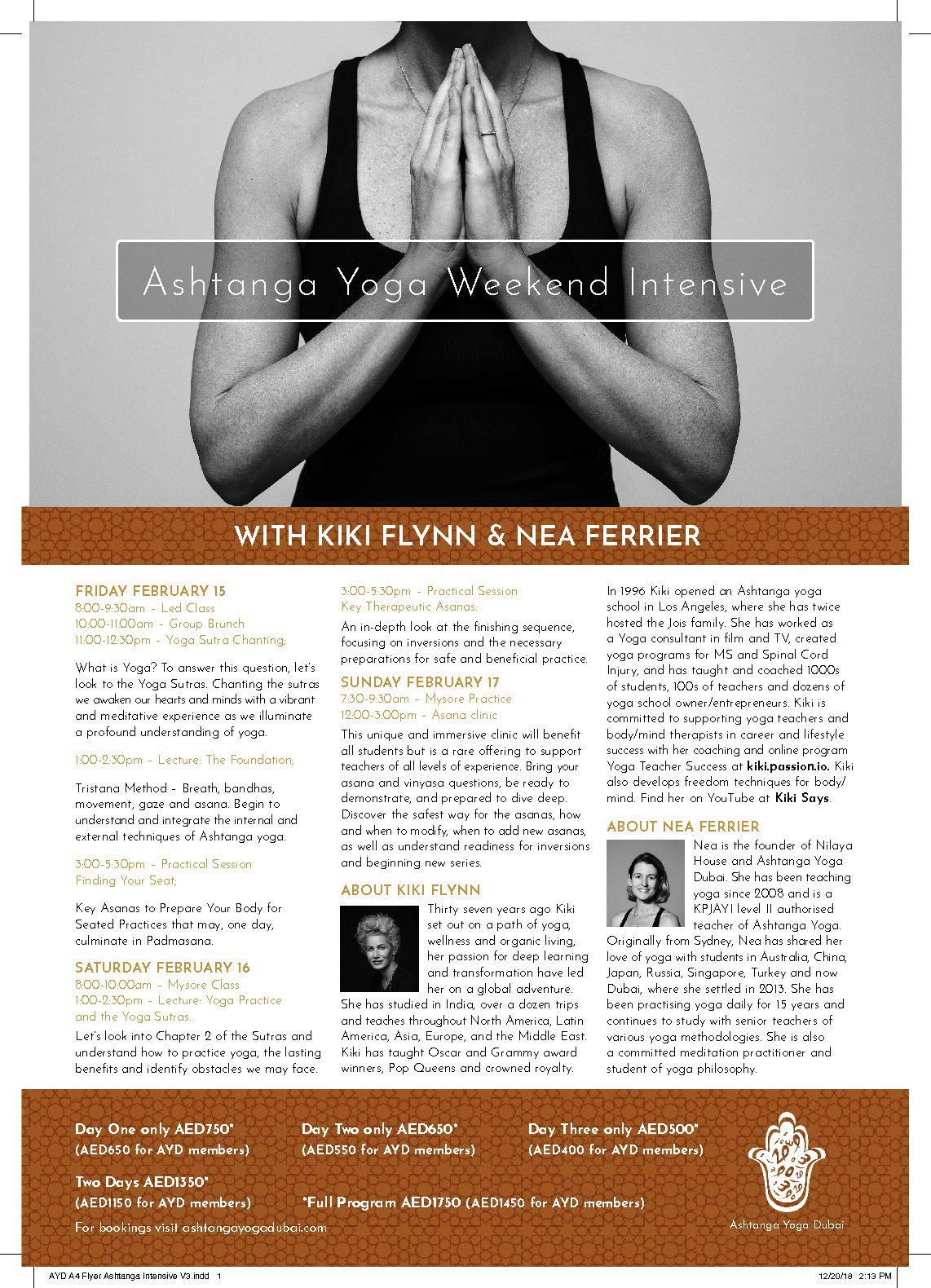 February 15-17, 2019 – Dubai – Ashtanga Yoga Immersion